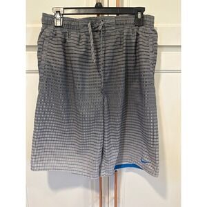 Nike Men's Medium Gray Gradient Stripe Swim Trunks Shorts Athletic Gym summer